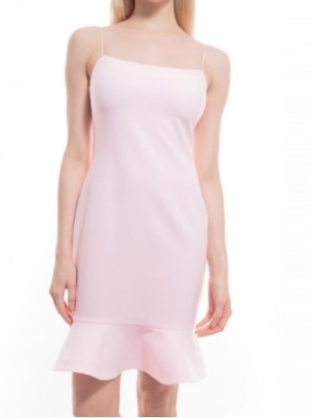 Likely 4 Banks Flounce Pink Sheath Ruffle Hem Formal Cocktail Summer Mini Dress